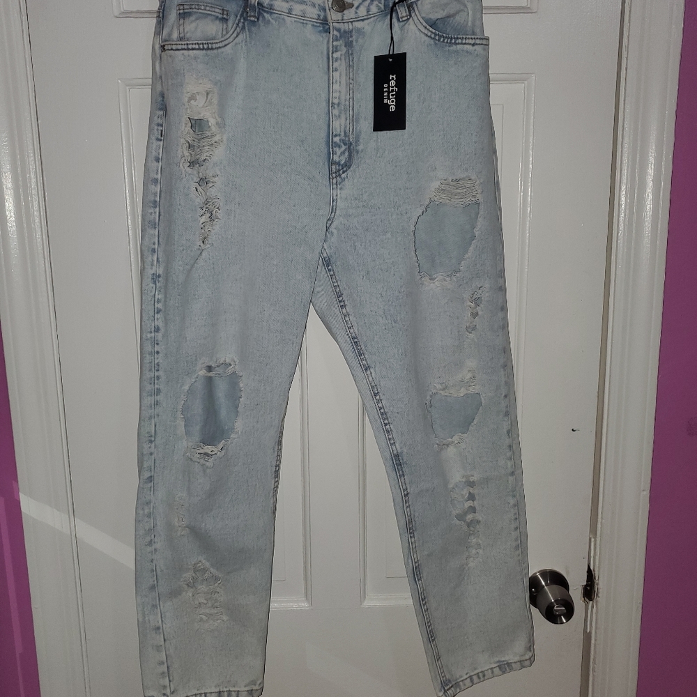 High-rise Rip jeans Light wash